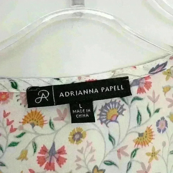 Adrianna Papell Floral Print V Neck Pink Button Up Sleeveless Blouse Top Large - Picture 3 of 5